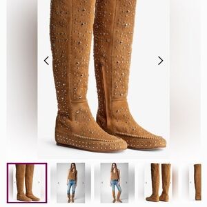 Zadig & Voltaire Brown Studded Over-the-Knee Boots